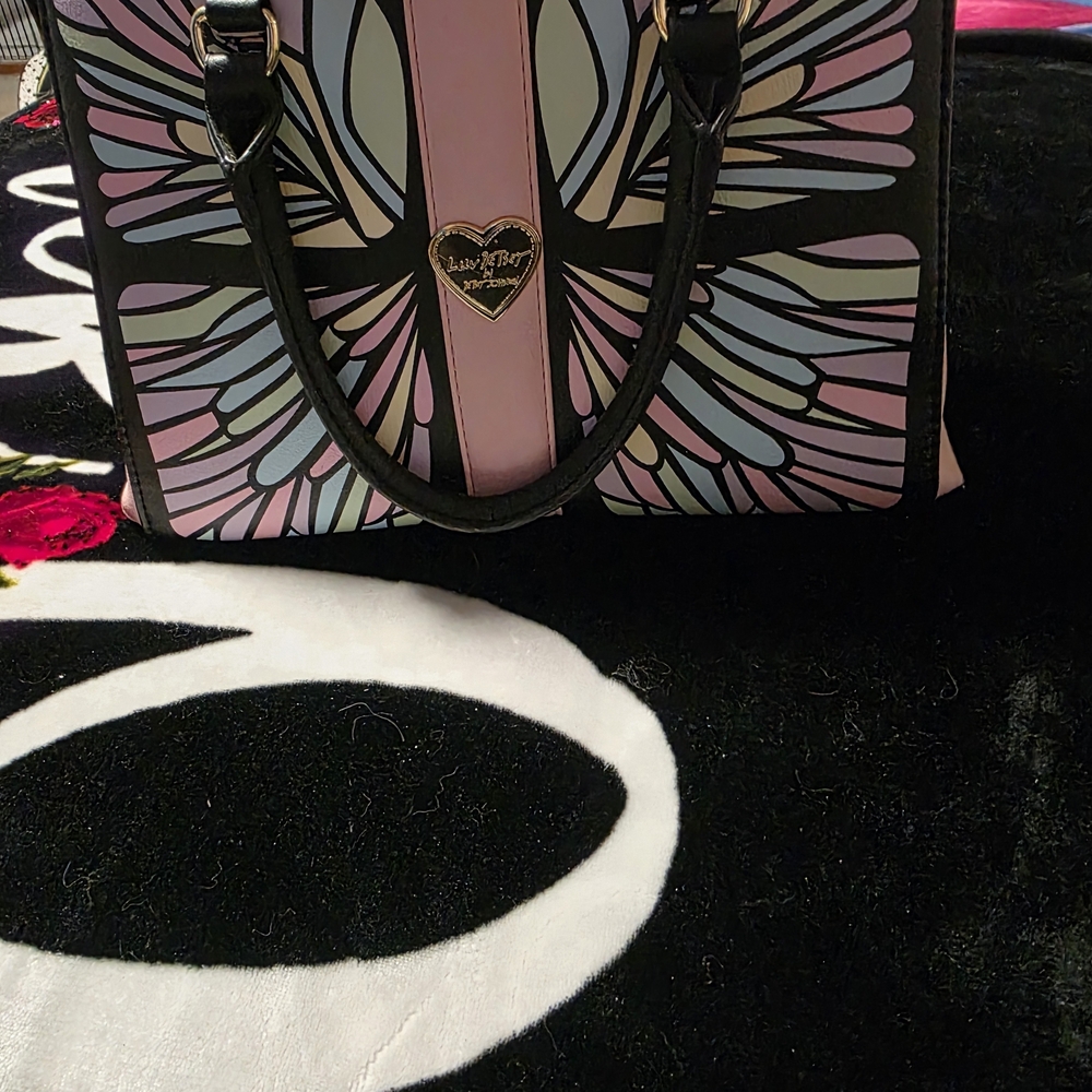 Betsey Johnson Pink Multicolor Butterfly Wing Satchel
